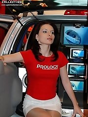 12 pictures - Teen model upskirts at the auto show in voyeur upskirt free photo gallery from UpskirtCollection.com