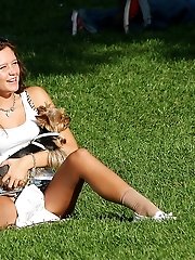 12 pictures - Real beauty rubs her cunt up skirt in voyeur upskirt free photo gallery from UpskirtCollection.com